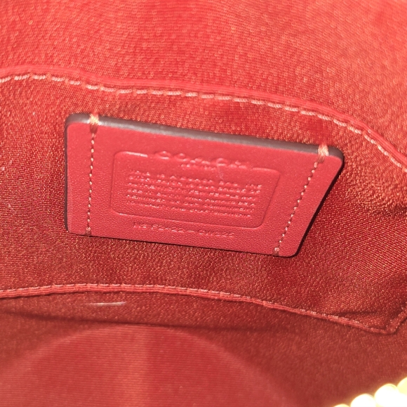 COACH Mini Rowan File Bag In Signature Walnut/Red Color - Picture 7 of 10